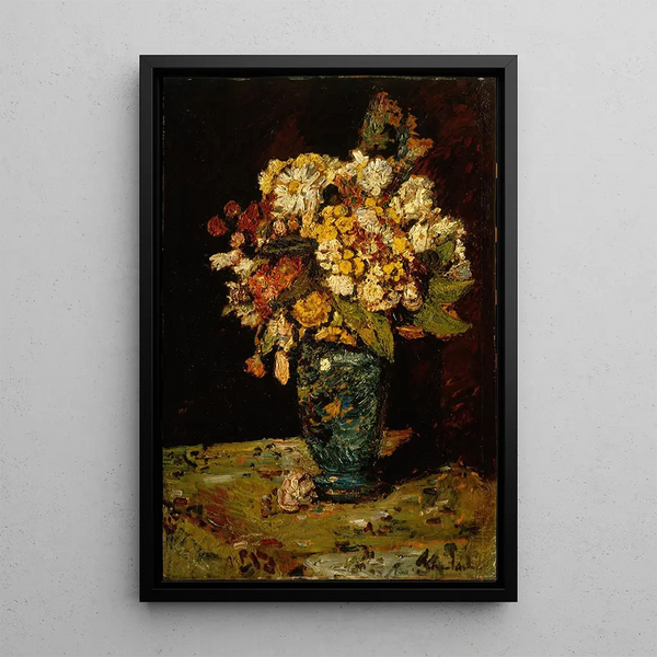 Reproductie van het schilderij Bloemen in een blauwe vaas - Adolphe Monticelli