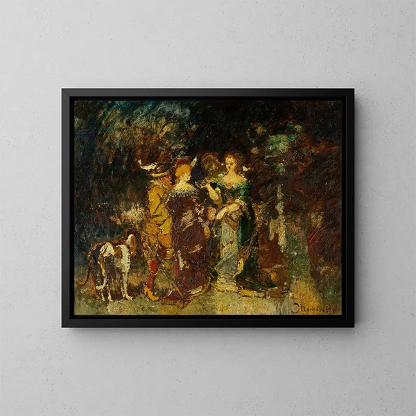 in het park - Adolphe Monticelli — ingelijst kunstwerk aan de muur
