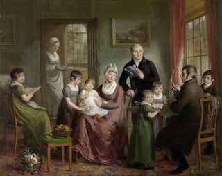 Adriaan de Lelie - Portrait of the Family of Adrianus Bonebakker with Dirk L Bennewitz.webp