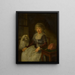 Een oudere vrouw met haar hond - Adriaen de Lelie — ingelijst kunstwerk aan de muur