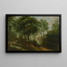 Figuren op een bosweg met een gebouw op de achtergrond - Adriaen van Stalbemt — ingelijst kunstwerk aan de muur