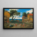 van reizigers in een landschap met gebouwen - Adriaen van Stalbemt — ingelijst kunstwerk aan de muur