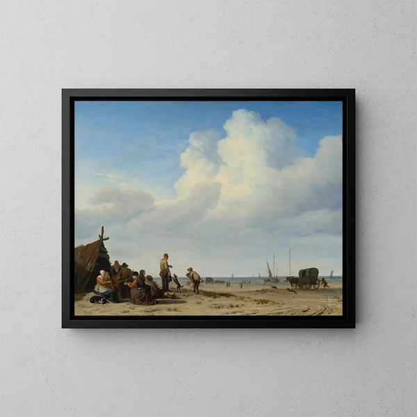 Zeezicht - Adriaen van de Velde — ingelijst kunstwerk aan de muur