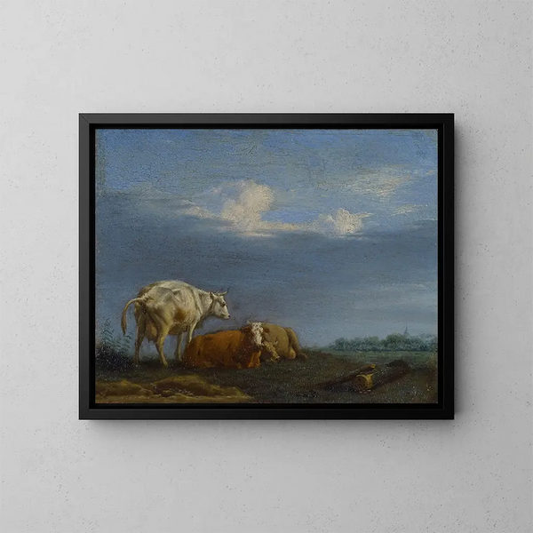 Koeien in een weide - Adriaen van de Velde — ingelijst kunstwerk aan de muur
