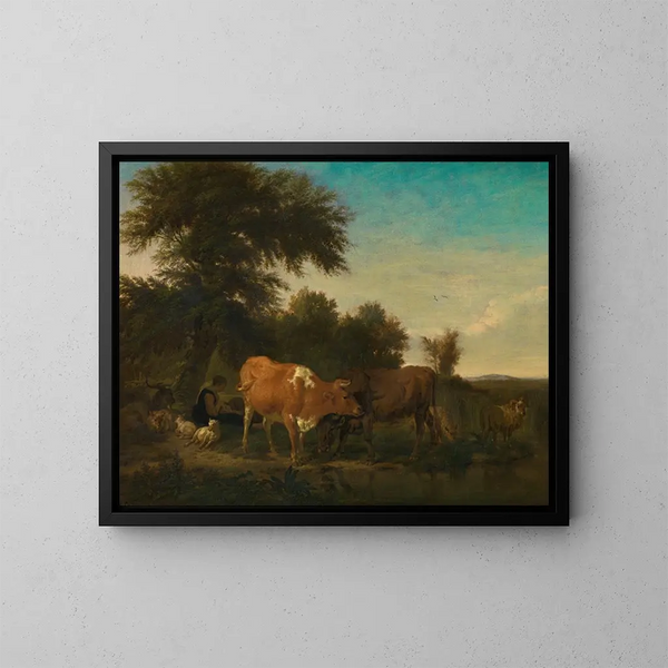 Landschap - Adriaen van de Velde — ingelijst kunstwerk aan de muur