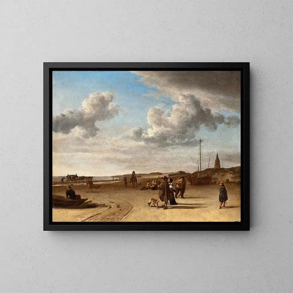 La Plage de Scheveningen - Adriaen van de Velde — ingelijst kunstwerk aan de muur