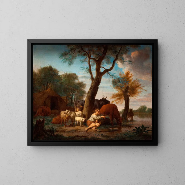 De visser - Adriaen van de Velde — ingelijst kunstwerk aan de muur