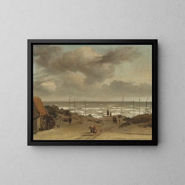 van Vue des dunes sur la mer - Adriaen van de Velde — ingelijst kunstwerk aan de muur