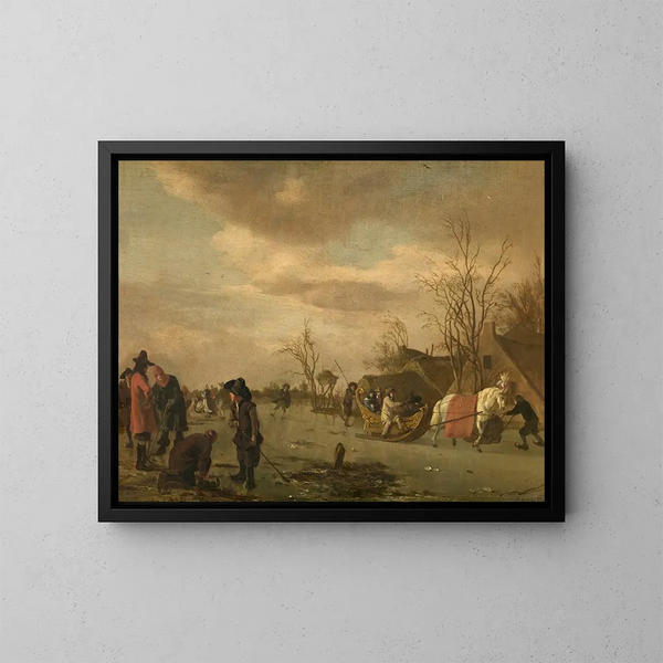 Winterplezier - Adriaen van de Velde — ingelijst kunstwerk aan de muur