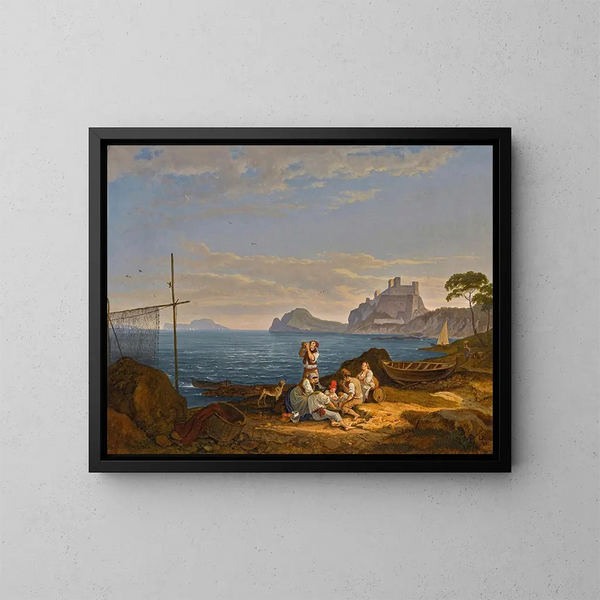 La baie de Naples, Capri au-delà - Adrian Ludwig Richter — ingelijst kunstwerk aan de muur