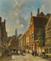 Een drukke straat in de zomer - Adrianus Eversen — weergave van het kunstwerk
