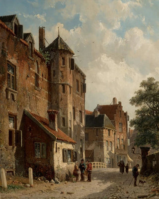 Adrianus Eversen - View of a sunlit Dutch street scene.webp