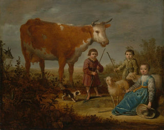 Kinderen en een koe - Aelbert Cuyp — weergave van het kunstwerk