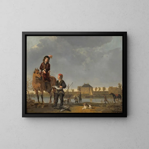 Portret te paard van Pieter de Roovere - Aelbert Cuyp — ingelijst kunstwerk aan de muur