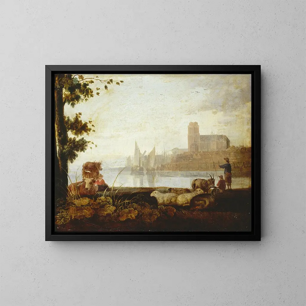 Uitzicht op de Maas - Aelbert Cuyp — ingelijst kunstwerk aan de muur