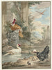 Dindon en andere vogels nabij de klassieke ruïnes van een park - Aert Schouman — weergave van het kunstwerk