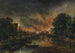 Landschap bij maanlicht met een dorp in brand - Aert van der Neer — weergave van het kunstwerk