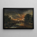 Landschap bij maanlicht met een dorp in brand - Aert van der Neer — ingelijst kunstwerk aan de muur