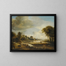 Een rivierlandschap met figuren en vee - Aert van der Neer — ingelijst kunstwerk aan de muur