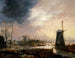 van een winterlandschap met een windmolen - Aert van der Neer — weergave van het kunstwerk