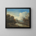 Een rivierlandschap met een visser en schapen aan de oevers - Aert van der Neer — ingelijst kunstwerk aan de muur