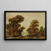 Landschap met rivier, bomen, personages en een cottage nabij een brug - Aert van der Neer — ingelijst kunstwerk aan de muur