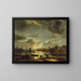 van kanaalscène bij maanlicht - Aert van der Neer — ingelijst kunstwerk aan de muur
