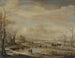 Rivière gelée avec un pont piétonnier - Aert van der Neer — weergave van het kunstwerk