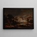 Landschap bij maanlicht met uitzicht op de rivier de Amstel en het kasteel Kostverloren - Aert van der Neer — ingelijst kunstwerk aan de muur
