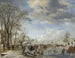van Winter in Holland, schaats scène - Aert van der Neer — weergave van het kunstwerk