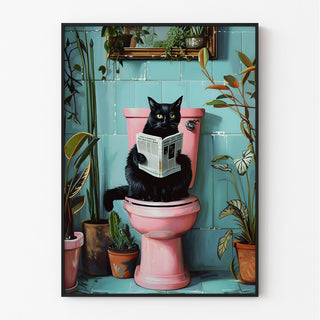 Affiche Chat aux toilettes