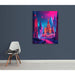 Poster Cyberpunk van Moskou — gepresenteerd in een interieur