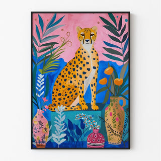 Affiche Guépard Tropical - Élégance et Couleurs Vives
