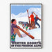 Poster Wintersport in de Alpen Vintage — ingelijst kunstwerk aan de muur