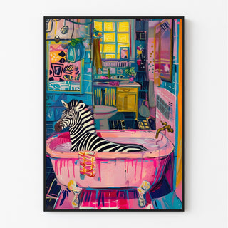 Affiche animalière - Zèbre dans la Baignoire