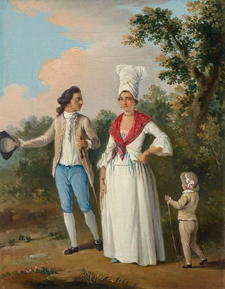 Agostino Brunias - A young couple and child promenading Dominica.webp