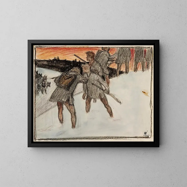 Vlucht uit Impivaara - Akseli Gallen-Kallela — ingelijst kunstwerk aan de muur