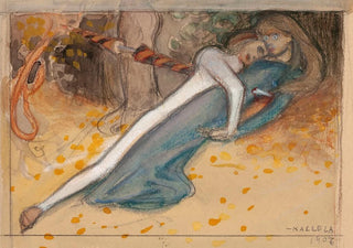 Akseli GallenKallela - Sketch of the youngman and the pierced maid.webp