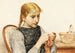 Jong meisje dat breit - Albert Anker — weergave van het kunstwerk