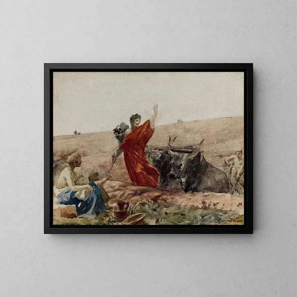 L'Abondance aanmoedigt het werk - Albert Besnard — ingelijst kunstwerk aan de muur