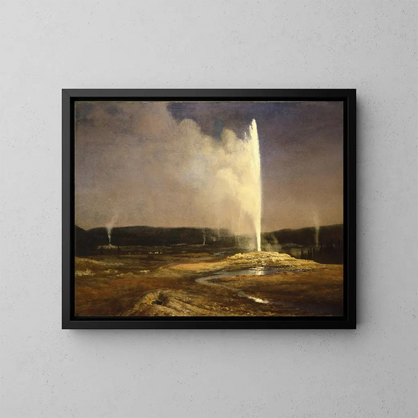 Geysers in het Yellowstone National Park - Albert Bierstadt — ingelijst kunstwerk aan de muur