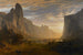 van een uitzicht vanuit een vogelperspectief op de vallei van Yosemite, Californië - Albert Bierstadt — weergave van het kunstwerk