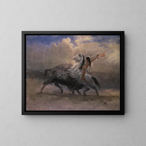 Schets voor De Laatste Bizons - Albert Bierstadt — ingelijst kunstwerk aan de muur