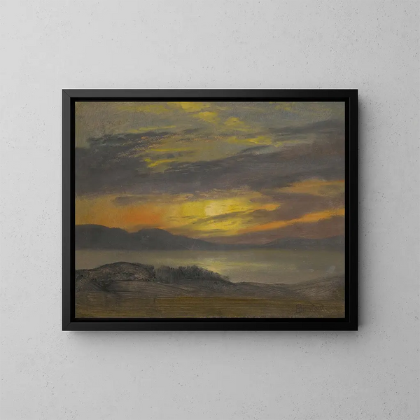 Zonsondergang - Albert Bierstadt — ingelijst kunstwerk aan de muur