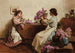 Vrouwen die bloemen rangschikken - Albert Chevallier Tayler — weergave van het kunstwerk