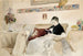 L'vrouw van de kunstenaar die leest op de bank - Albert Edelfelt — weergave van het kunstwerk