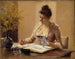 Dame die een brief schrijft - Albert Edelfelt — weergave van het kunstwerk