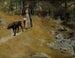 op de oever met een hond - Albert Edelfelt — weergave van het kunstwerk