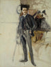 Schets van zelfportret - Albert Edelfelt — weergave van het kunstwerk