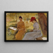 De zusters van de kunstenaar Annie en Berta die slingers vastbinden - Albert Edelfelt — ingelijst kunstwerk aan de muur